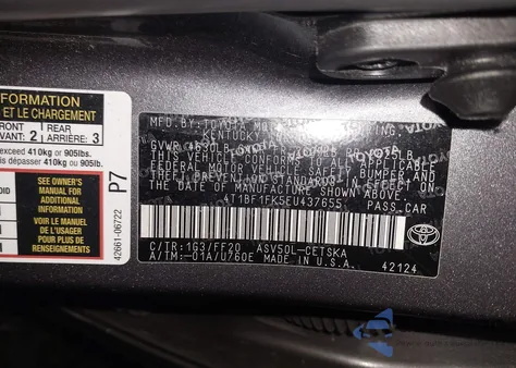 2014 Toyota Camry Se from USA, damaged, VIN 4T1BF1FK5EU437655